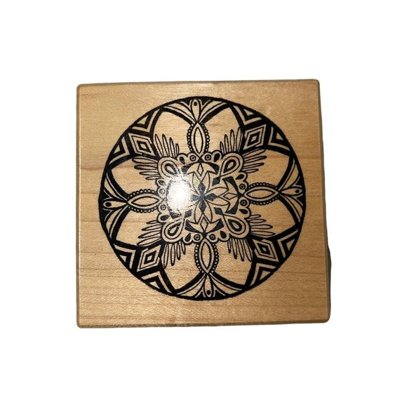 PSX Vintage 1988 Christmas Uninked Ornament Mosaic Mistletoe Wood Rubber Stamp - Picture 1 of 3
